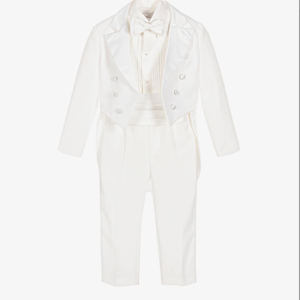 Beau Elegant White Baby boy white tuxedo like new